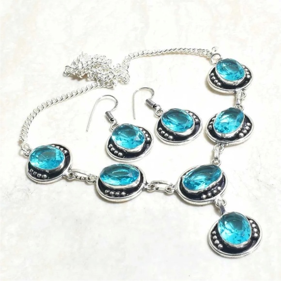 santa cruz gems Jewelry - Blue Topaz Necklace & Earrings Set